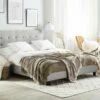 Cama Con Somier De Poliéster Gris Claro 180 X 200 Cm LA ROCHELLE