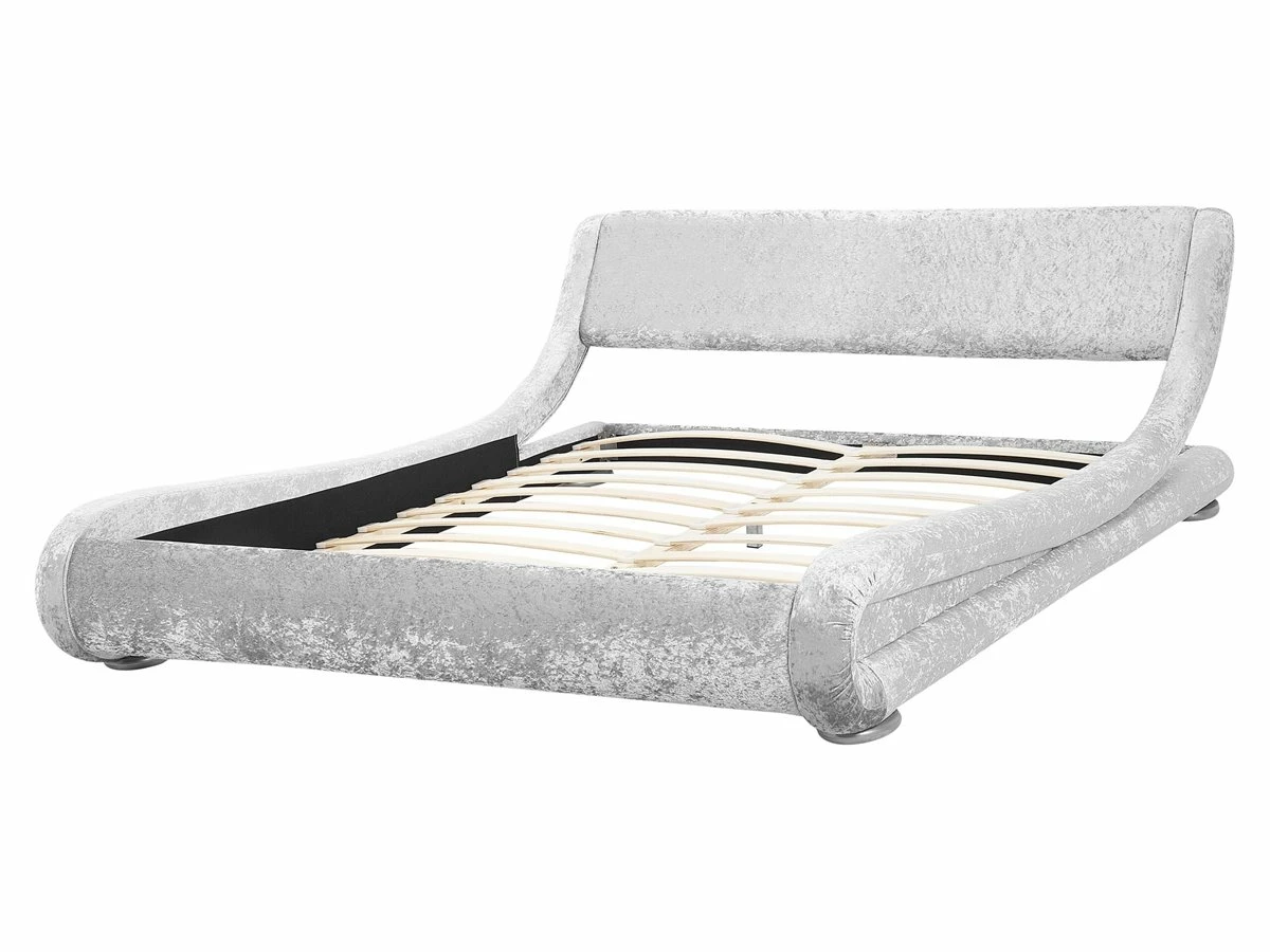 Cama De Terciopelo Plateado 160 X 200 Cm AVIGNON - Imagen 7