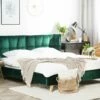 Cama Con Somier De Terciopelo Verde Oscuro 180 X 200 Cm SENLIS