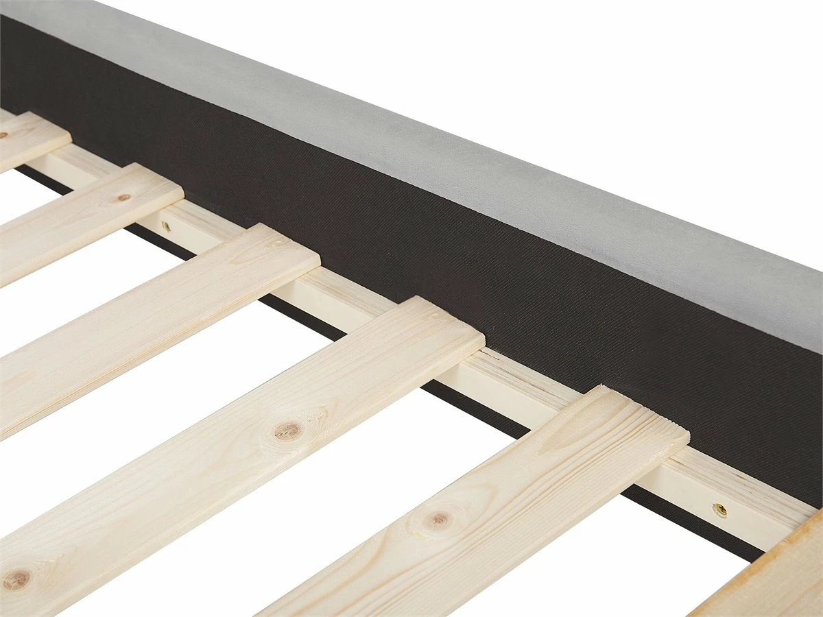 Cama Con Somier De Terciopelo Gris Claro/negro 140 X 200 Cm AVALLON - Imagen 8