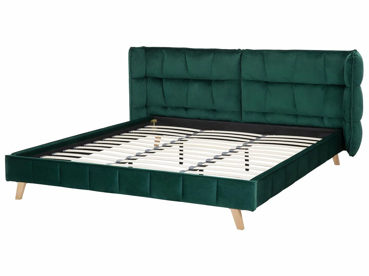Cama Con Somier De Terciopelo Verde Oscuro 180 X 200 Cm SENLIS - Imagen 6