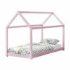 Cama Infantil Netstal De Madera Pino Forma De Casa - (LxAnxA) 206x98x142 Cm - Rosa Lacado Mate [en.casa]