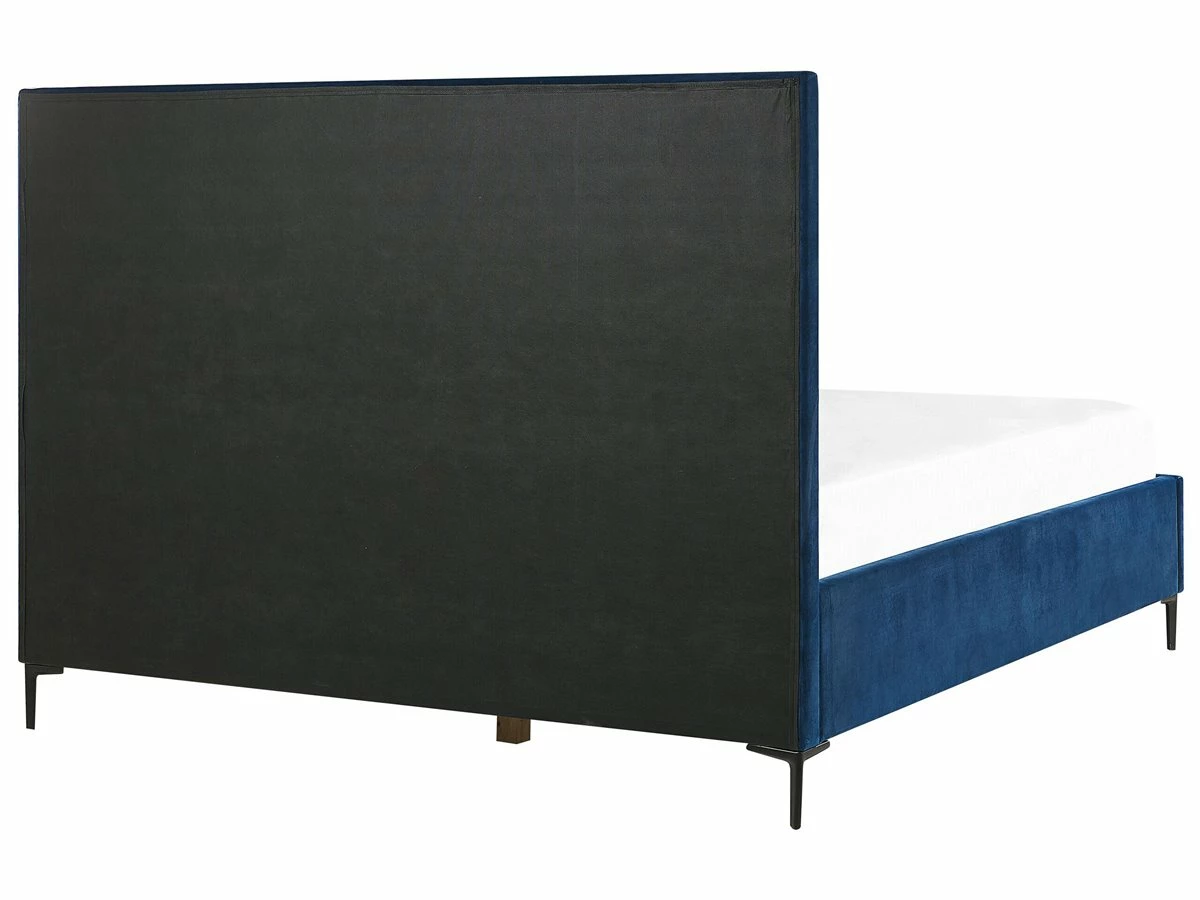 Cama Con Somier De Terciopelo Azul Marino/negro 140 X 200 Cm SEZANNE - Imagen 7