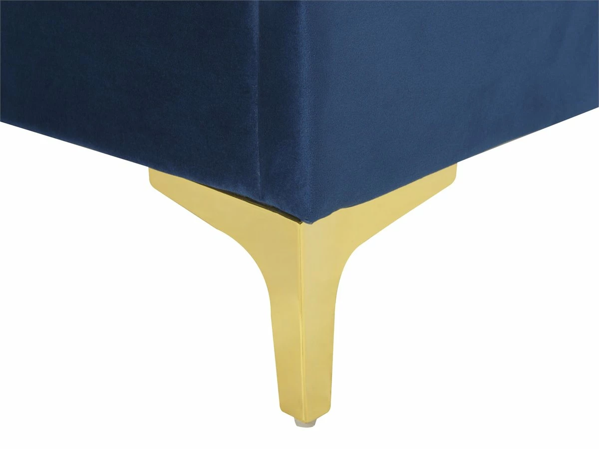 Cama Con Somier De Terciopelo Azul Marino 160 X 200 Cm LIMOUX - Imagen 9