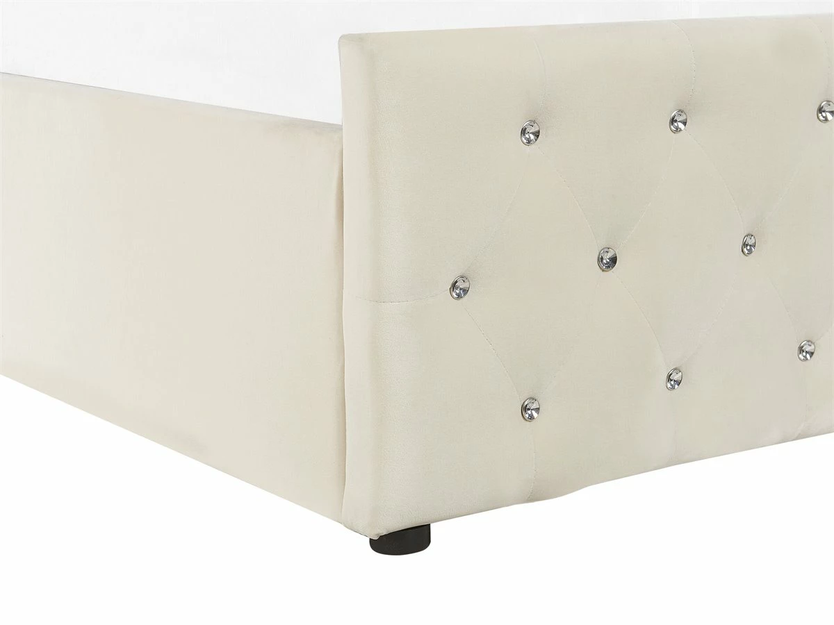 Cama Con Somier De Terciopelo Beige Claro 140 X 200 Cm AMIENS - Imagen 10