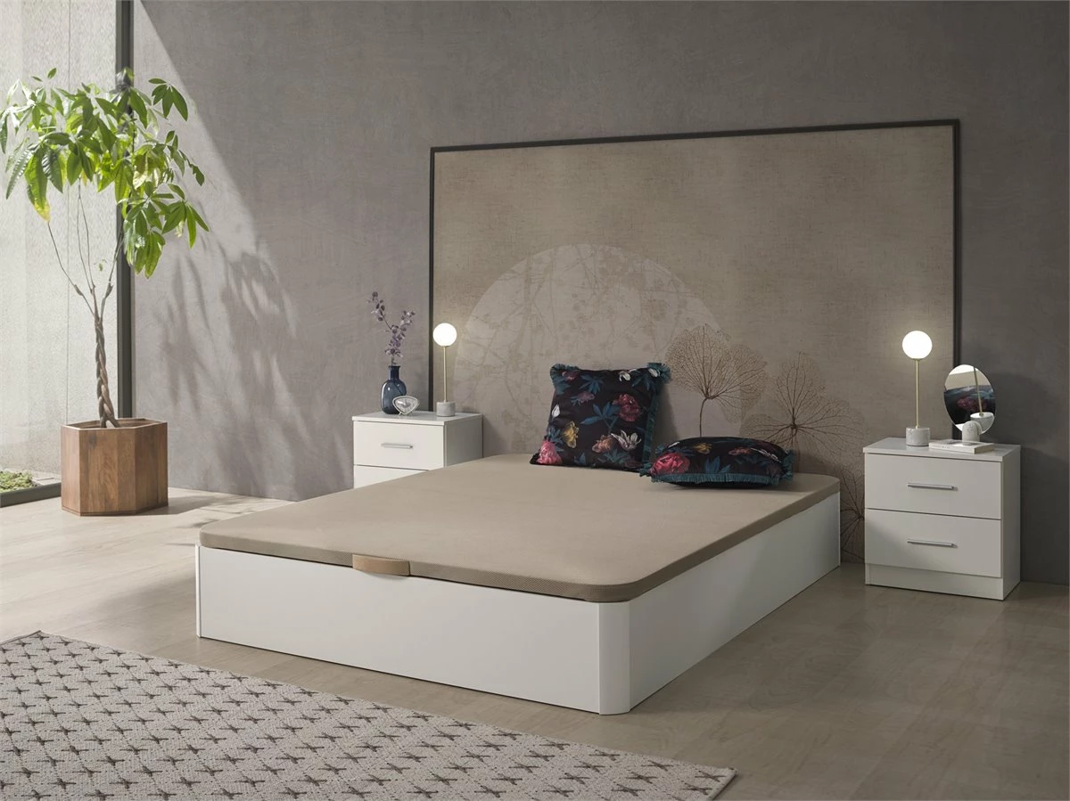Canapé Estela Abatible Madera 150x190 Altura Cerrado 35cm Blanco Matris - Imagen 3