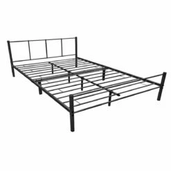 Cama Doble Laos Con Somier Metal 160 X 200 Cm - Negro Mate [en.casa]