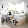 Cama Compacta Con Escritorio Kric Blanco/natural 72x195x134 Cm