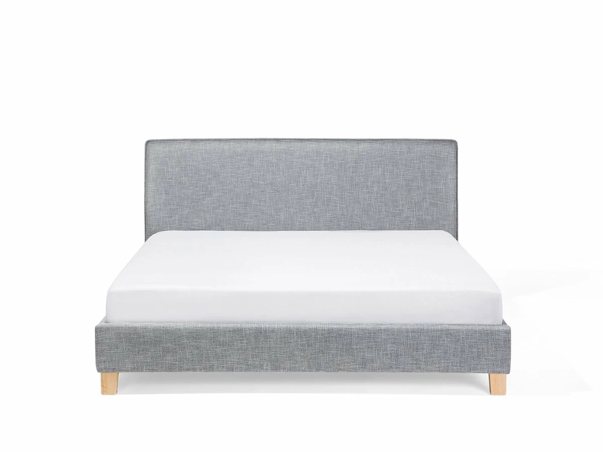 Cama Con Somier De Poliéster Gris Claro/madera Clara 180 X 200 Cm SENNEZ - Imagen 4