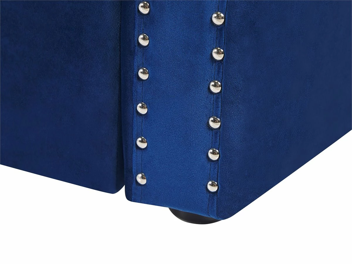 Cama Con Somier De Terciopelo Azul Marino 90 X 200 Cm GASSIN - Imagen 10