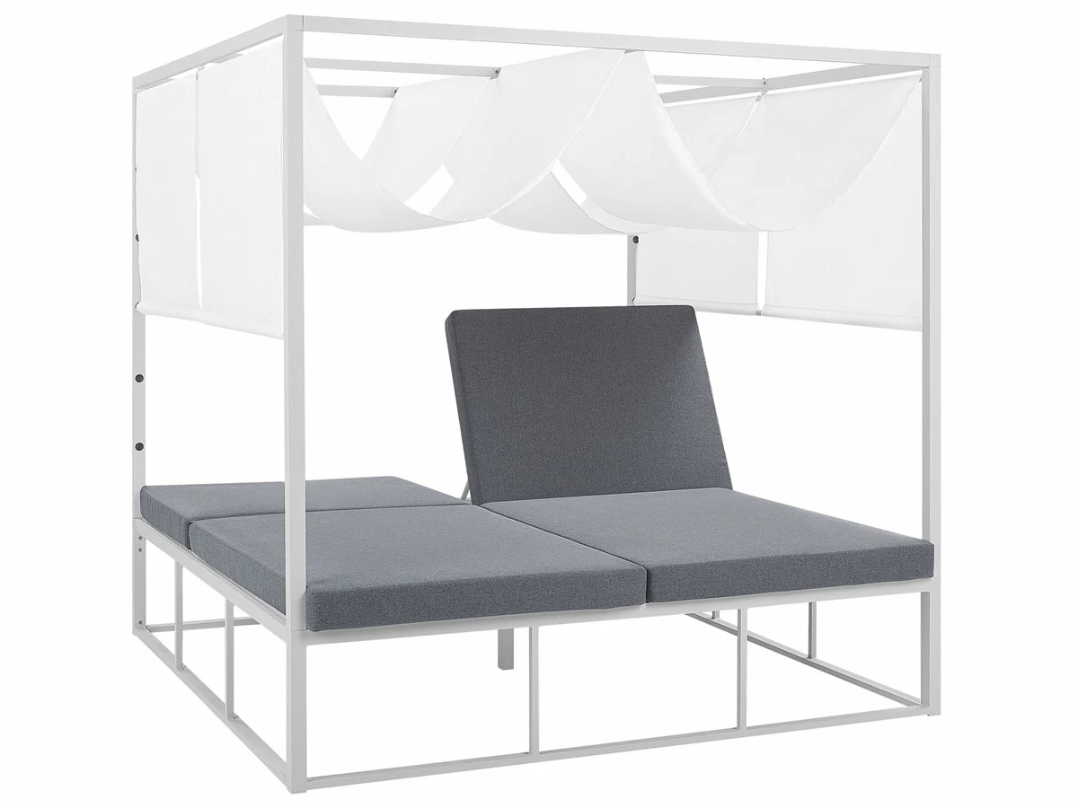 Cama De Exterior De Metal Blanco/gris PALLANZA - Imagen 5