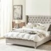 Cama Con Somier De Terciopelo Gris Claro/plateado 160 X 200 Cm LUBBON