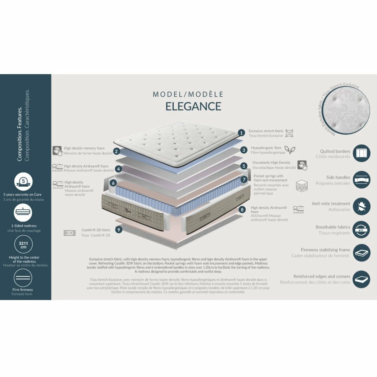 Colch贸n De Muelles Ensacados Dupen Elegance 90 X 180 Cm - Imagen 4