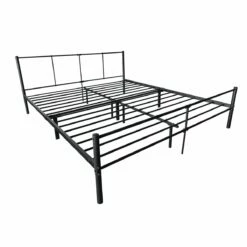 Cama Doble Laos Con Somier Metal 180 X 200 Cm - Negro Mate [en.casa]