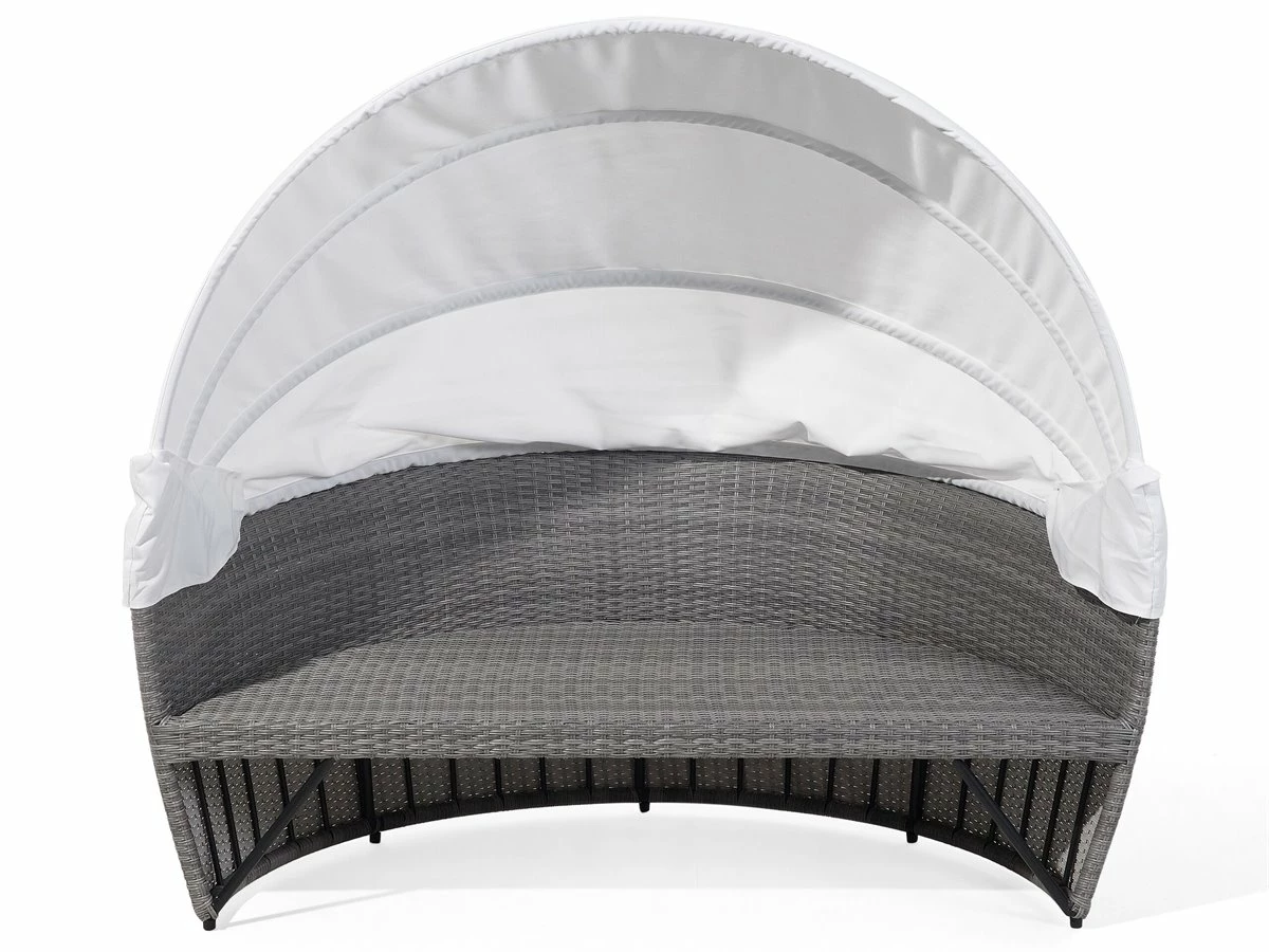 Cama De Exterior De Ratán Gris/blanco Crema SYLT LUX - Imagen 12