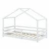 Cama Para Niños Knätten En Diseño De Casa Con Somier Madera Pino 90 X 200 Cm Blanco Lacado Mate [en.casa]