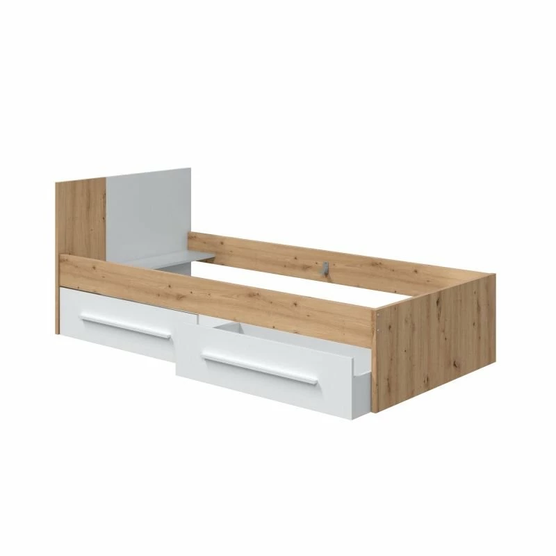 Cama Noa Blanco Mate Y Roble Nodi 41x196X97 Cm - Imagen 5