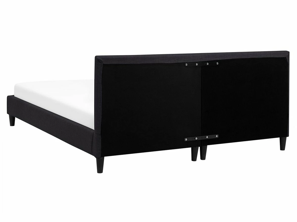 Cama Con Somier De Poliéster Negro/madera Oscura 160 X 200 Cm FITOU - Imagen 5