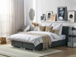 Cama Continental De Poliéster Gris Oscuro/plateado 160 X 200 Cm ADMIRAL