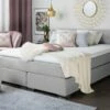 Cama Continental De Poliéster Gris Claro 180 X 200 Cm CONSUL