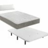 PACK DE BASE TAPIZADA BLANCA + COLCHÓN VISCOELÁSTICO CON 1 ALMOHADA NORDIC