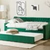 Cama Con Somier De Terciopelo Verde Esmeralda 90 X 200 Cm MONTARGIS