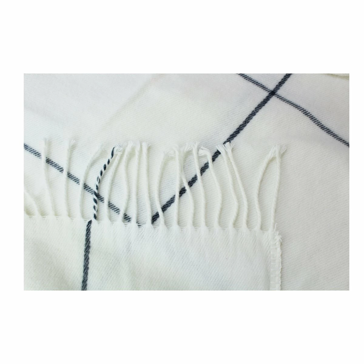 Acomoda Textil - Manta Con Flecos 130x170 Cm. Manta 100% Acrílica De Cuadros, Cómoda, Suave Y Cálida. Plaid Para Sofá, Sillón, Cama Y Viaje. (Beige) - Imagen 2