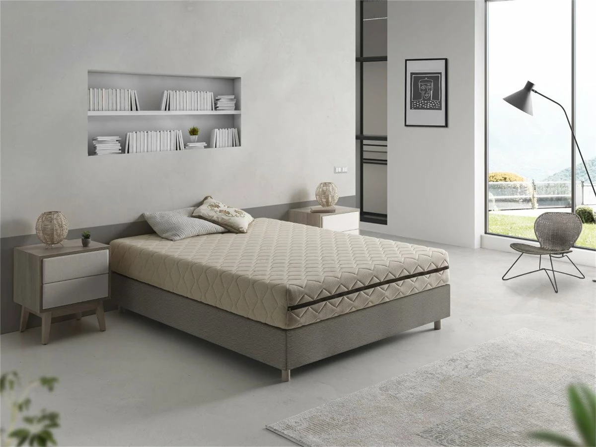 Colchon Natural Muelles Ensacados 80x180 ORGANIC FLORA ,Altura 25 Cm 100% Algodon Y Lino, De Funda - Imagen 2