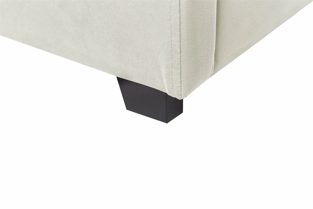 Cama Con Almacenaje De Terciopelo Blanco Crema/negro 140 X 200 Cm VINCENNES - Imagen 11