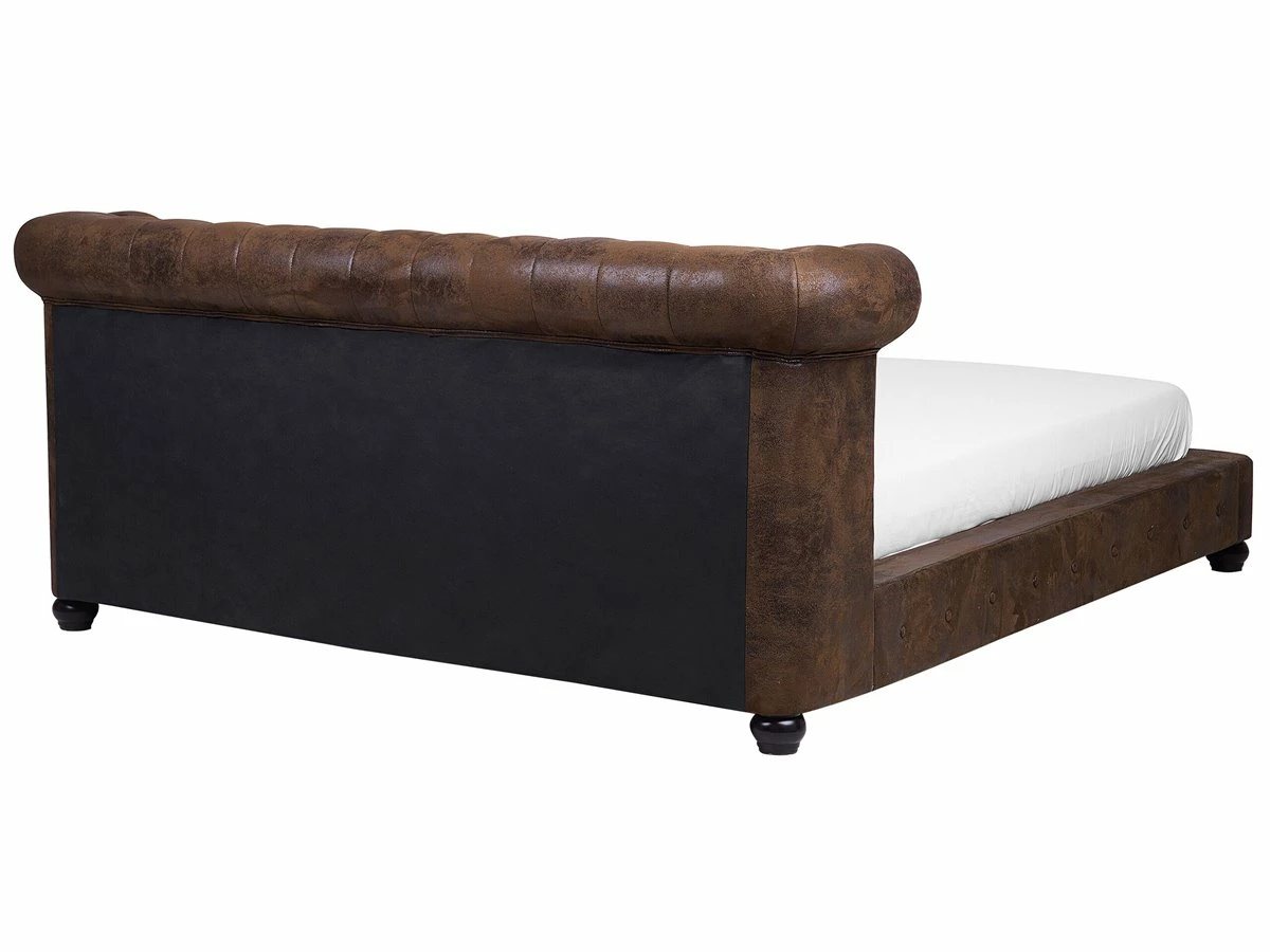 Cama Con Somier De Gamuza Marr贸n 180 X 200 Cm CAVAILLON - Imagen 6