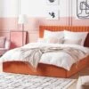 Cama Con Almacenaje De Terciopelo Naranja 160 X 200 Cm VION