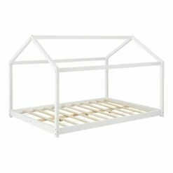 Cama Para Niños Cerro En Forma De Casa Madera Pino 120 X 200 Cm - Blanco [en.casa]