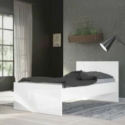 Cama 90x190 Blanco Alto Brillo NAIA