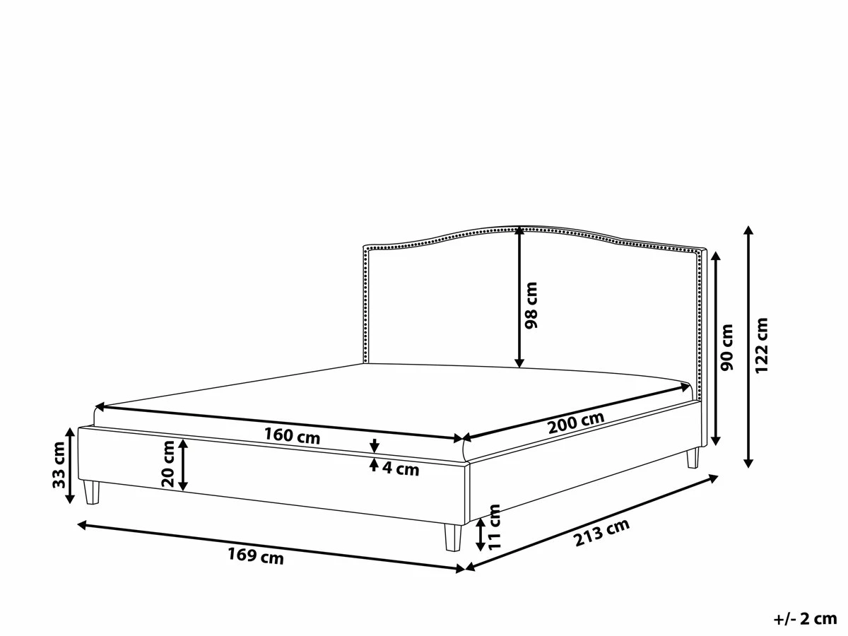 Cama LED Multicolor De Poliéster Gris Oscuro 160 X 200 Cm MONTPELLIER - Imagen 3