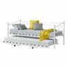 Cama Con Cama Supletoria Skutskär Con 4 Ruedas Metal90 X 200 Cm / Cama - Blanco Mate [en.casa]