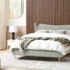 Cama Con Somier De Terciopelo Gris Claro/dorado 180 X 200 Cm CHALEIX
