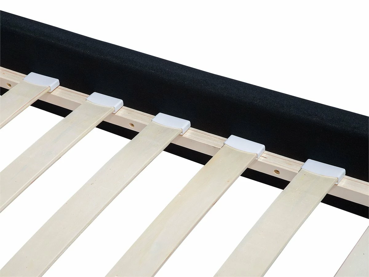 Cama Con Somier De Poliéster Negro/madera Oscura 160 X 200 Cm FITOU - Imagen 7