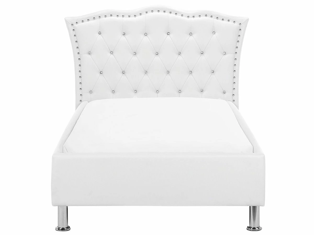 Cama Con Somier De Poliéster Blanco/plateado 90 X 200 Cm METZ - Imagen 6