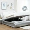 Cama Con Somier De Piel Sintética Plateada 180 X 200 Cm AVIGNON