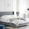 Cama Con Somier De Terciopelo Gris 140 X 200 Cm FORBACH