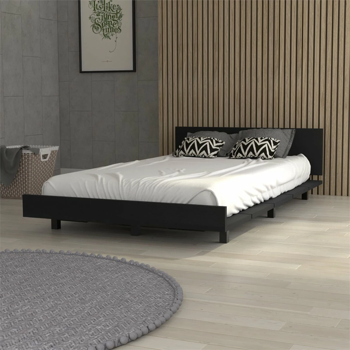 Base Cama Sencilla Kaia, Con Marco 51.6CM A X 212.5CM P X 120CM L Wengue - Imagen 2