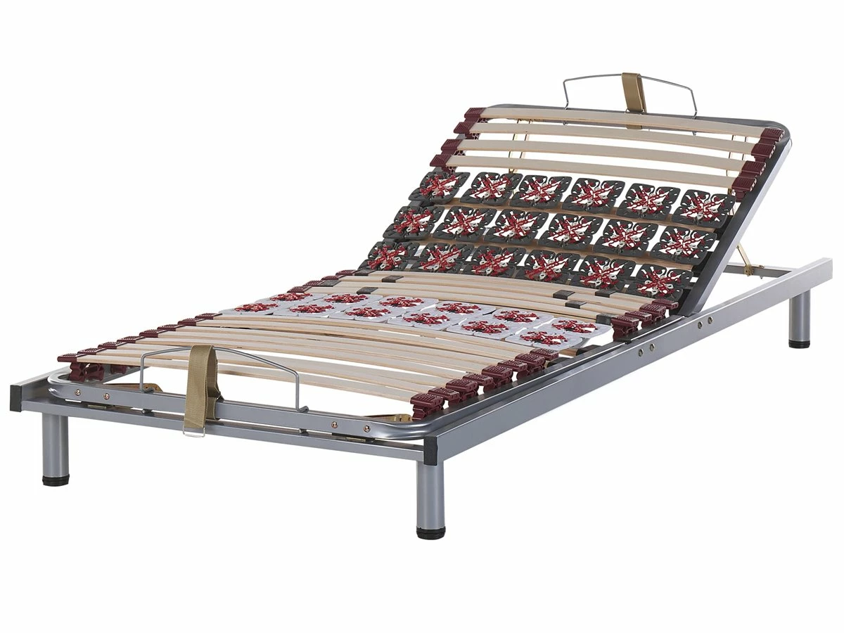 Conjunto De 2 Somieres Articulado Manual De Metal Gris Oscuro/rojo/blanco 90 X 200 Cm MOON - Imagen 5