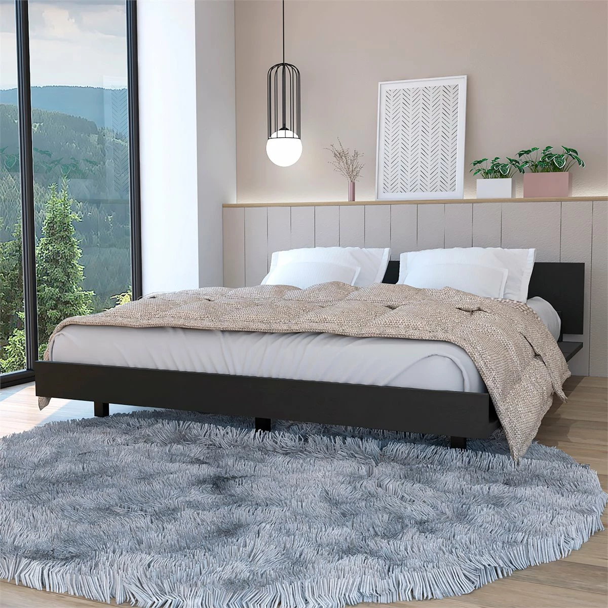 Base Cama Queen Kaia, Con Marco 51.6CM A X 212.5CM P X 160CM L Wengue - Imagen 2