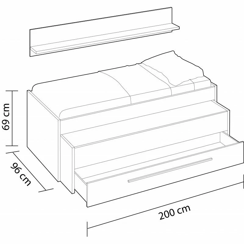 Cama Nido Juvenil Con Estante Wic Blanco Alpes Y Azul 66x200X96 Cm - Imagen 5