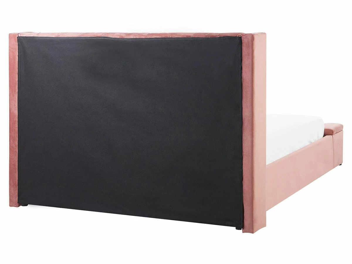 Cama Con Somier De Terciopelo Rosa 160 X 200 Cm NOYERS - Imagen 8