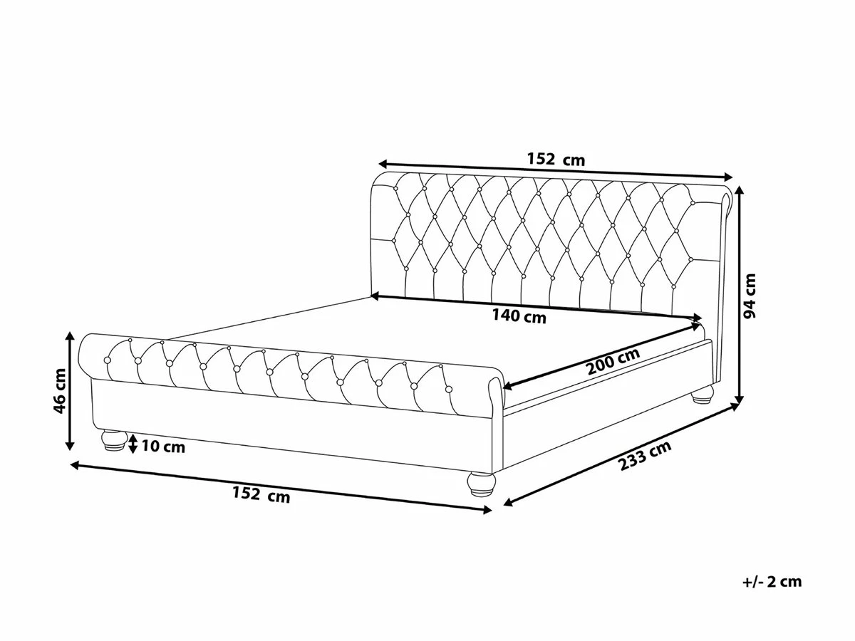 Cama Con Somier De Terciopelo Gris Claro/negro 140 X 200 Cm AVALLON - Imagen 3