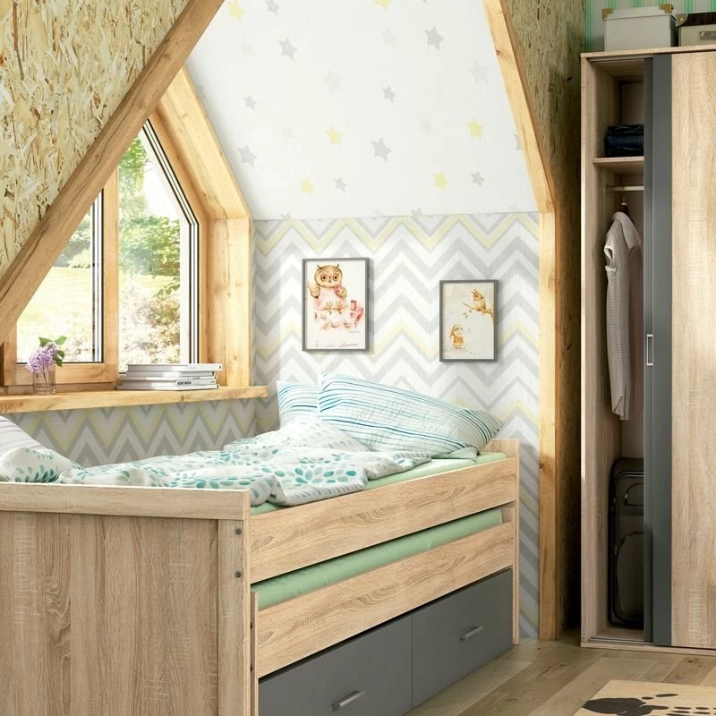 Cama Doble Juvenil Lara Cambria Y Grafito 72x200X98 Cm - Imagen 3