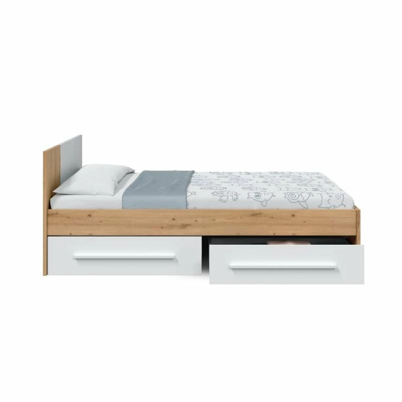 Cama Noa Blanco Mate Y Roble Nodi 41x196X97 Cm - Imagen 4