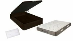 PACK DE CANAPÉ DE MADERA WENGUE + COLCHÓN VISCOELÁSTICO CON 1 ALMOHADA NORDIC