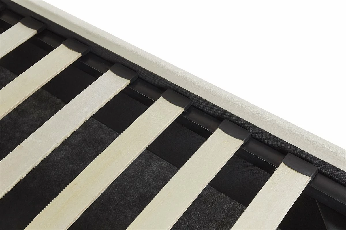 Cama Con Almacenaje De Terciopelo Blanco Crema/negro 140 X 200 Cm VINCENNES - Imagen 10